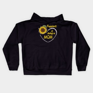 Happiness Is Being A Mom Sunflower Heart Kids Hoodie